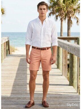 J. Crew Salmon Preppy 5" Inseam Mens Chino Shorts*Re-Imagined*Sz 29*EUC